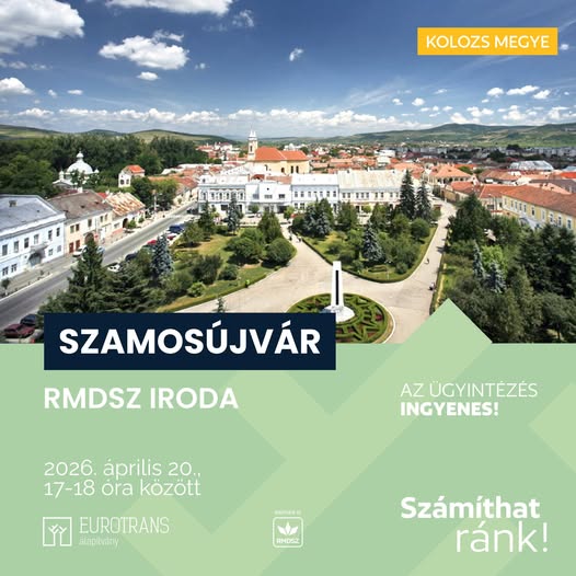 Szamosújvár főtere és az RMDSZ iroda környezete drónfelvételen